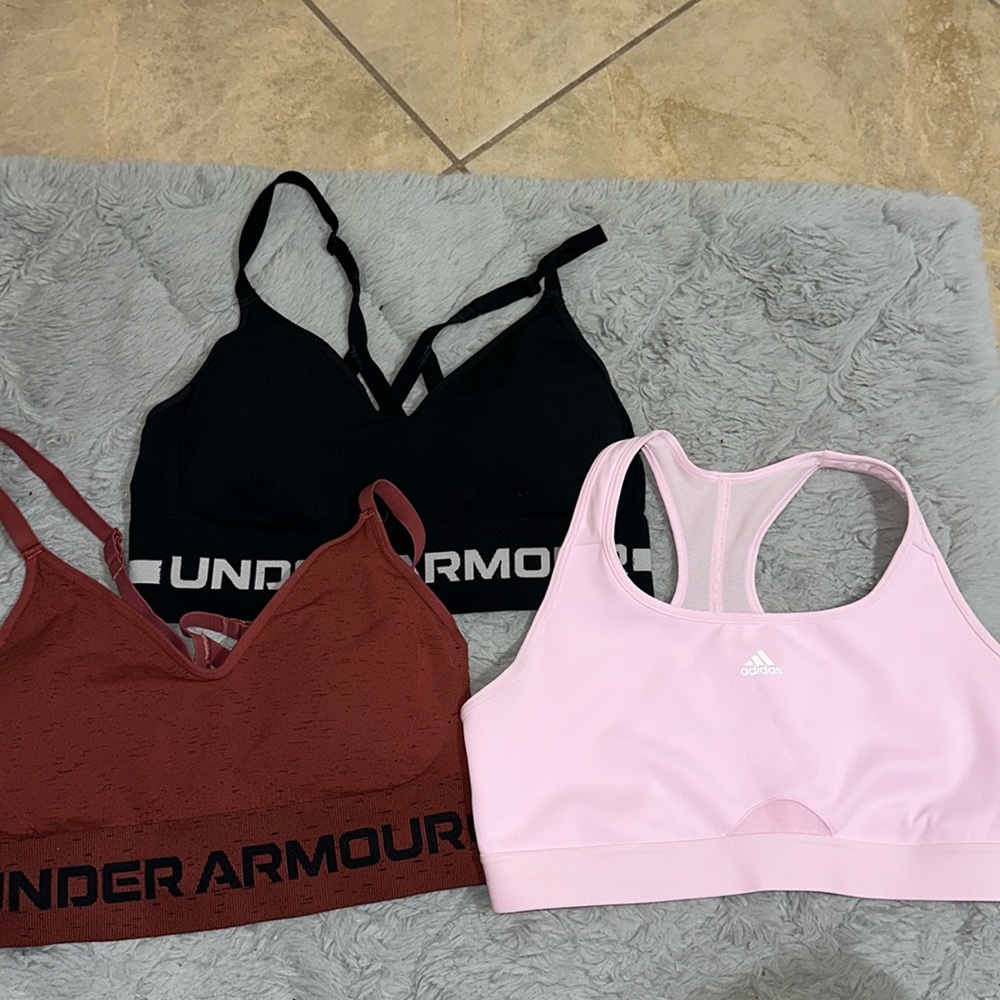 Bundle of 3 sportsbras, 2 underarmour and 1 adidas